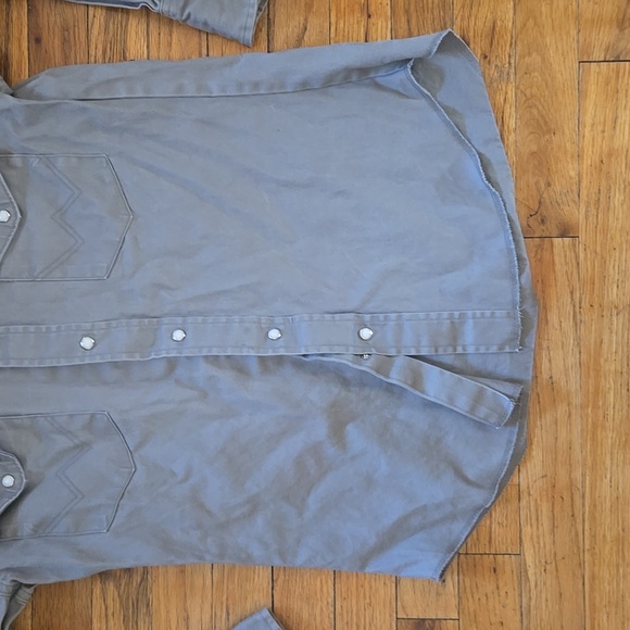 Vintage 90s snap button gray wrangler longsleeve shirt - Picture 6 of 9
